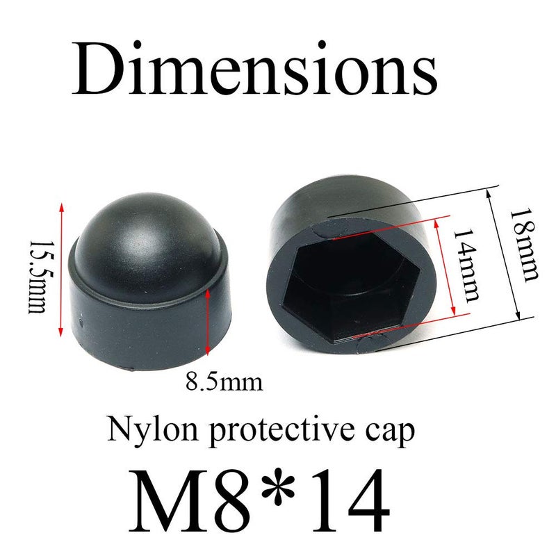 Pro Bamboo Kitchen 24PCS Bolt Nut Protection Cap Black Hexagon Dome Nylon Bolt Nut Protection Cover M8x14 mm - Image 3